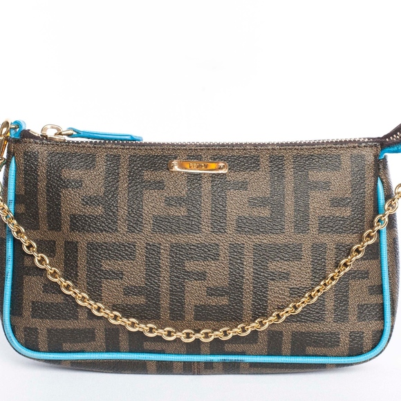 Fendi Handbags - Auth FENDI Zucca Wristlet Pochette Handbag
